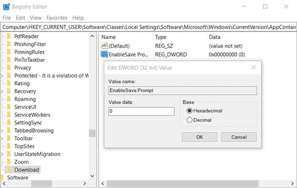 Windows 10 中如何為 Edge 瀏覽器中啟用另存為下載提示（2種方法讓Microsoft Edge顯示另存為下載提示）